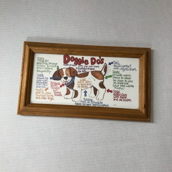 Vtg Dog Artwork Framed - Picture 2 of 9